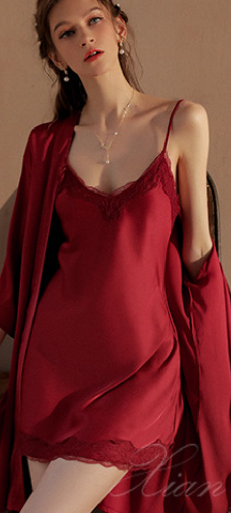 法式絲滑睡裙套裝