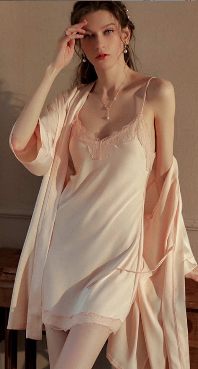 法式絲滑睡裙套裝