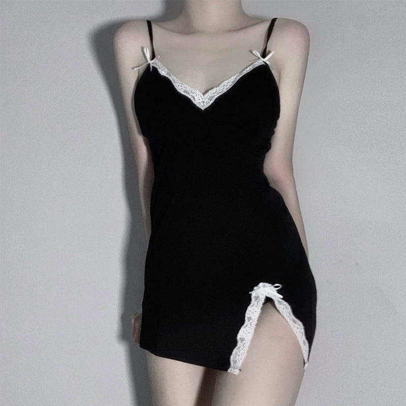 蕾絲邊高叉睡裙