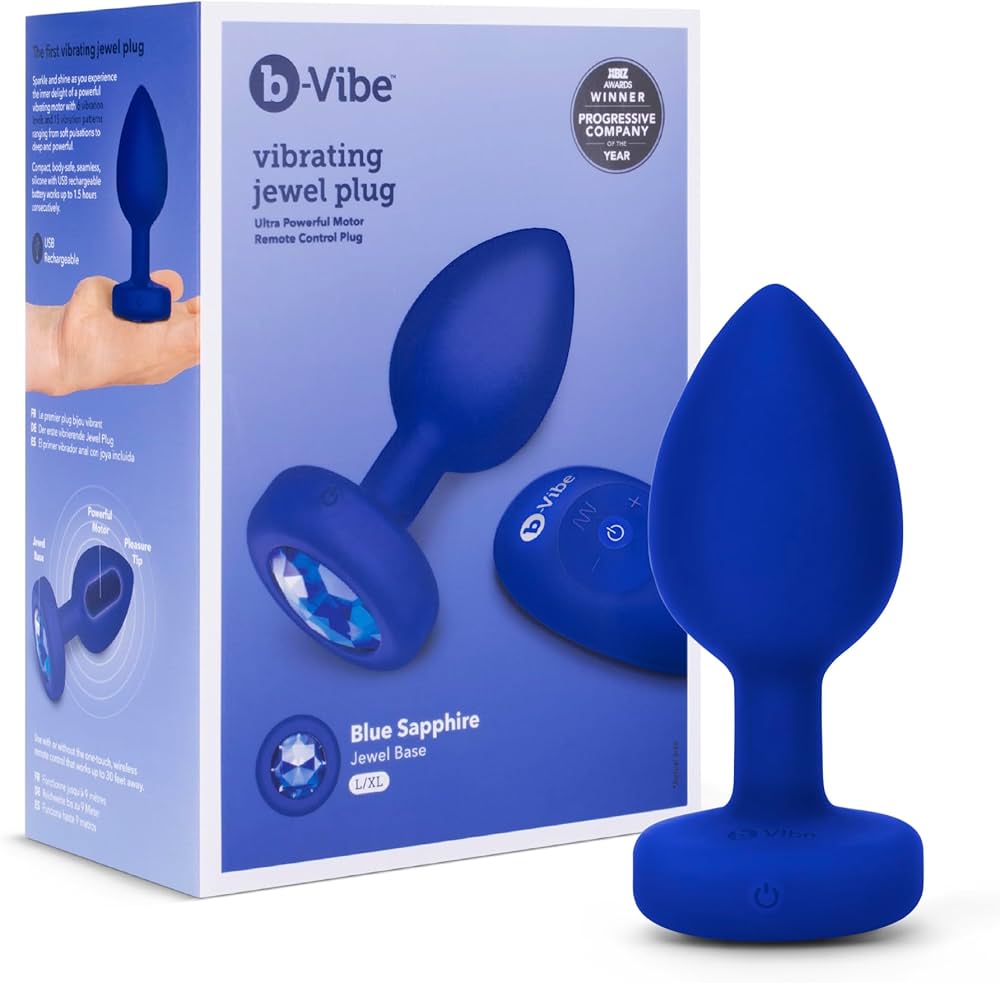 b-Vibe 振動寶石肛塞 L/XL 海軍藍