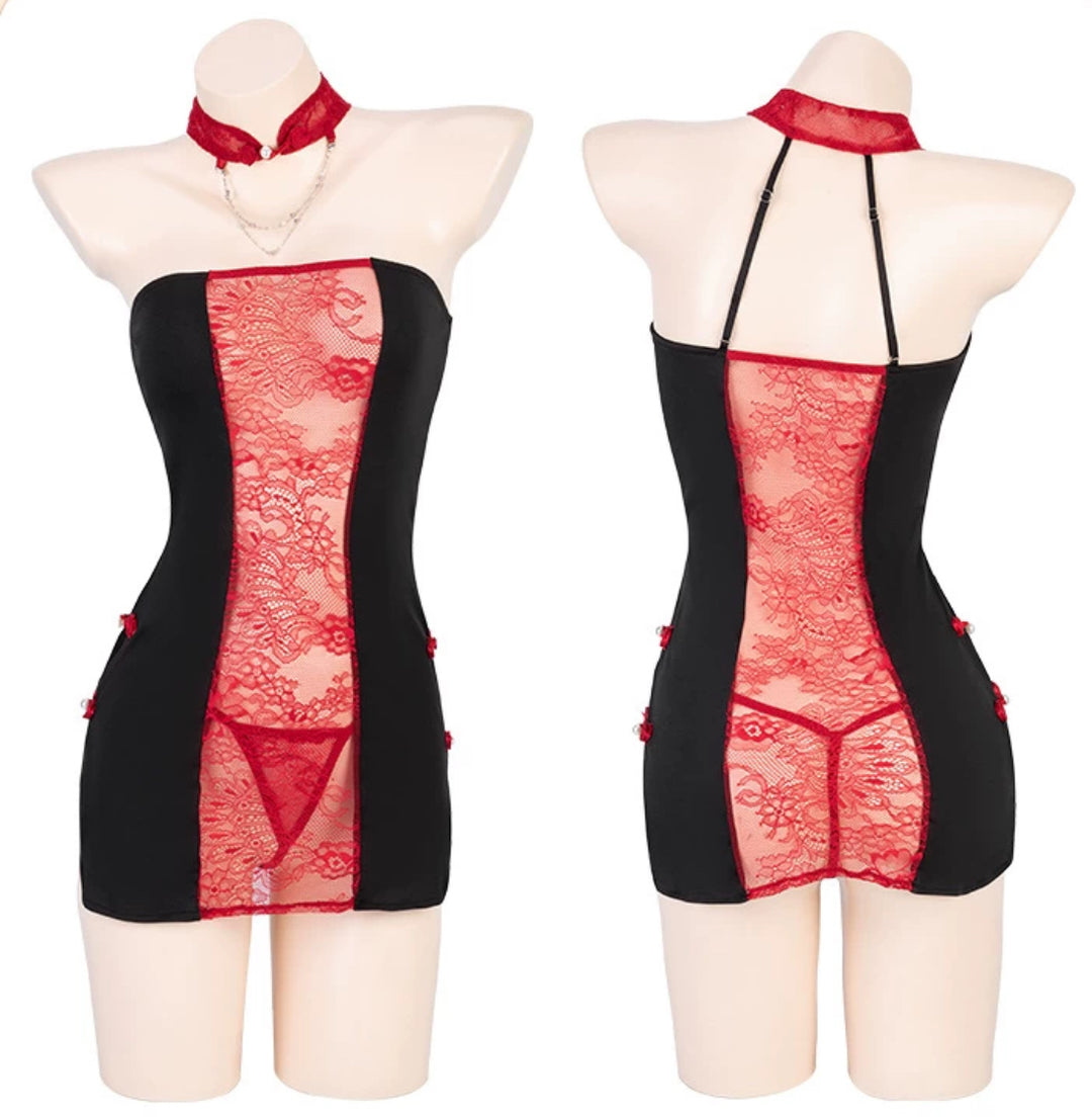 中空蕾絲旗袍套裝