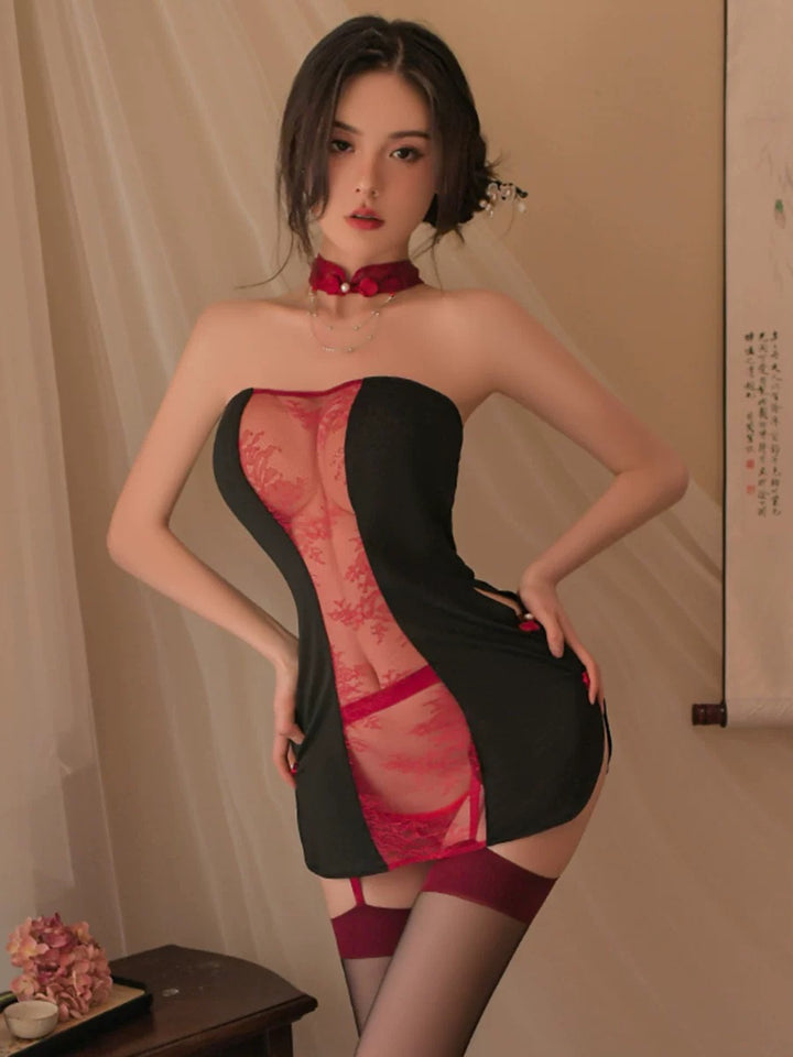 中空蕾絲旗袍套裝