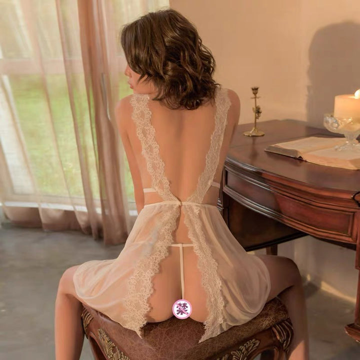 後扣式蕾絲睡裙